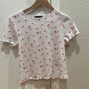 Cherry print white baby tee